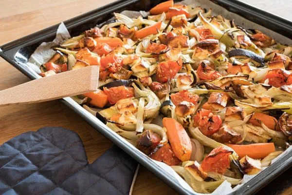 Dinner menus Sheet pan Halloumi Roasted Vegetables
